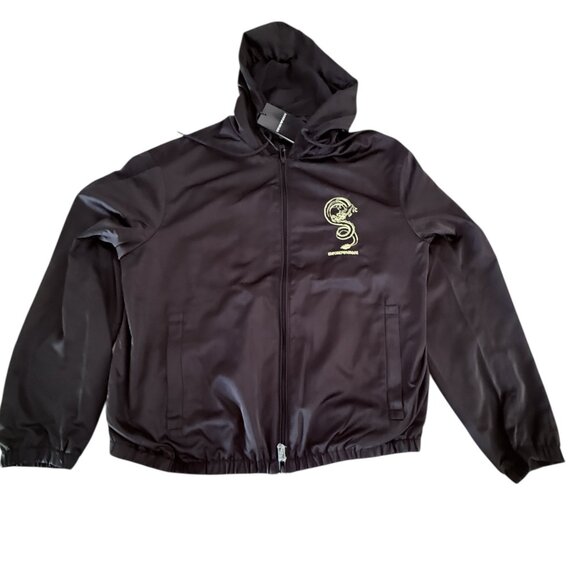 EMPORIO ARMANI Mens Jet Black Ltd. Ed. Hooded Lunar New Year Dragon Jacket, 52 - Picture 5 of 14